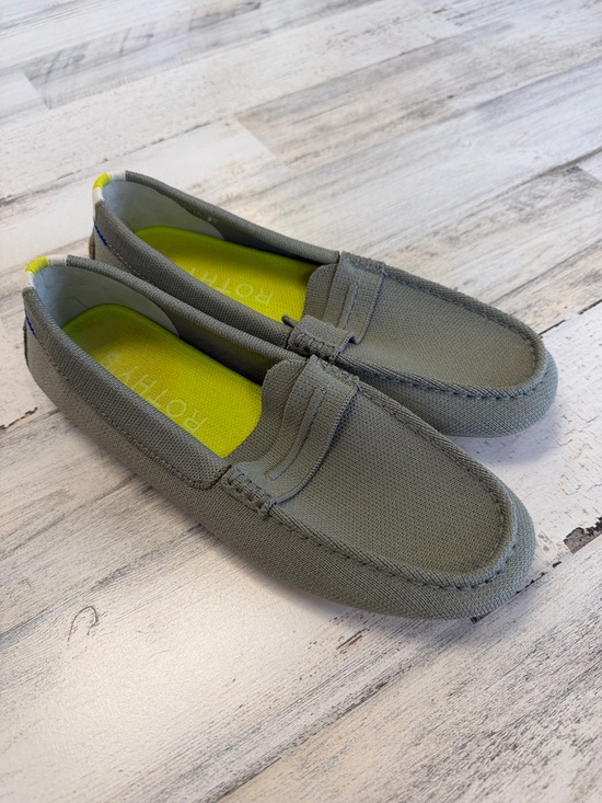 Rothy's Shoes - Rothy's Gray Green Canvas Penny Loafers with Neon Yellow Insole